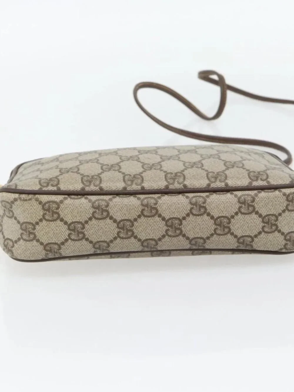GUCCI GG Supreme Shoulder Bag PVC Beige Gold 97 02 068 Auth 182410